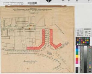 Bocholt (Bocholt) Bebauung Dinxperloer Straße - Bauabschnitt 1934 Lageplan 1934 1 : 500 48,5 x 54 Pause Westfälische Heimstätte Wohnungsgesellschaft Münsterland