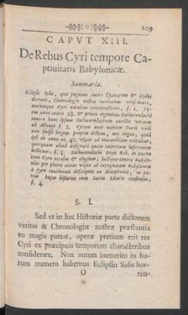 Caput XIII. De Rebus Cyri tempore Captivitatis Babylonicae