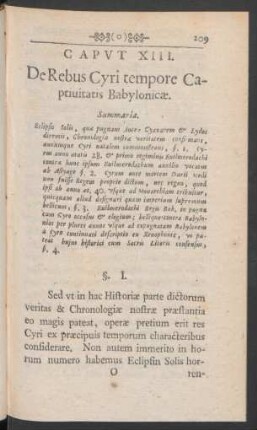 Caput XIII. De Rebus Cyri tempore Captivitatis Babylonicae