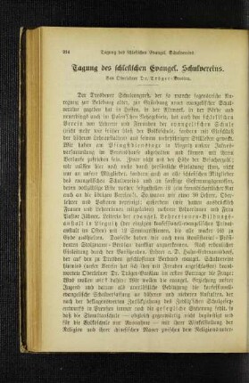 Tagung des schlesischen Evangel. Schulvereins