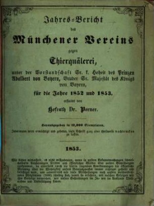 Jahresbericht des Münchner Vereins gegen Thierquälerei, 1850/51