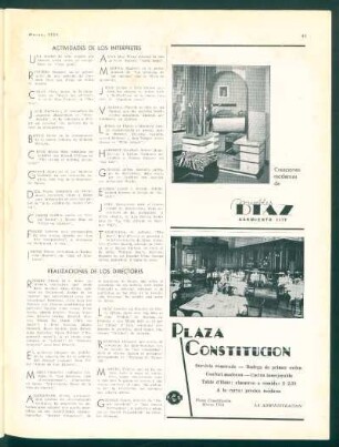 Actividades de los intérpretes - Realizaciones de los directores