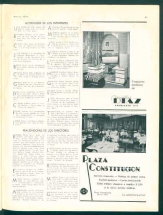 Actividades de los intérpretes - Realizaciones de los directores