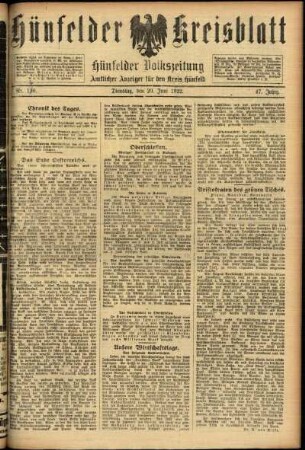 Ausgabe vom Dienstag, den 20. Juni 1922.