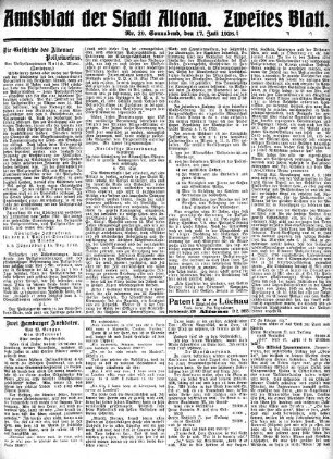 Nummer 29. Zweites Blatt. : Sonnabend, den 17. Juli 1926