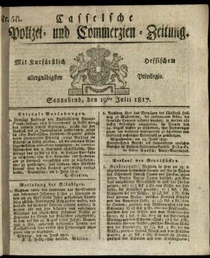 Nr. 58, Sonnabend, den 19ten Julii 1817