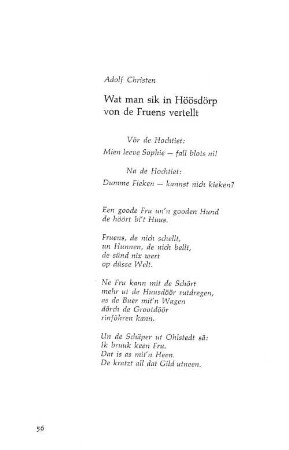 Wat man sik in Höösdörp von de Fruens vertellt