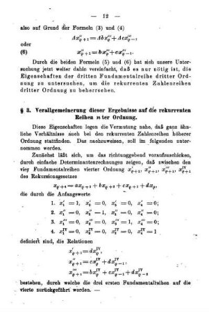 § 3. Verallgemeinerung dieser Ergebnisse auf die rekurrenten Reihen nter Ordnung.