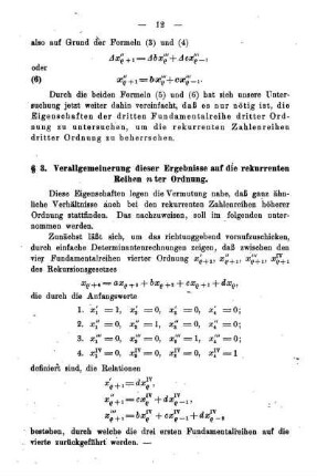 § 3. Verallgemeinerung dieser Ergebnisse auf die rekurrenten Reihen nter Ordnung.
