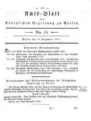 No. 43, 20. Dezember 1820