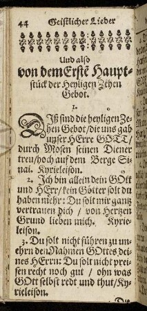 Und also von dem Ersten Hauptsück der Heyligen Zehen Gebot.