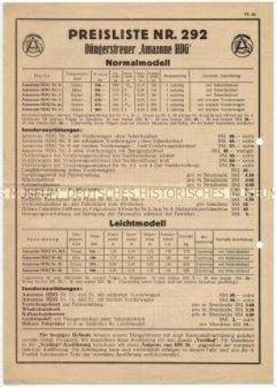 Preisliste Nr. 292