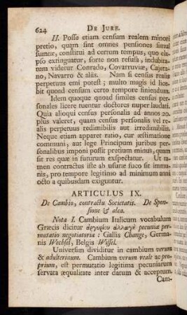 624-635, Articulus IX. Nota I. Cambium Italicum vocabulum Graecis ...