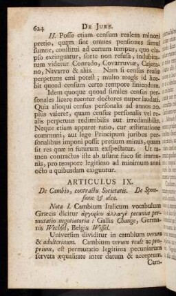 624-635, Articulus IX. Nota I. Cambium Italicum vocabulum Graecis ...