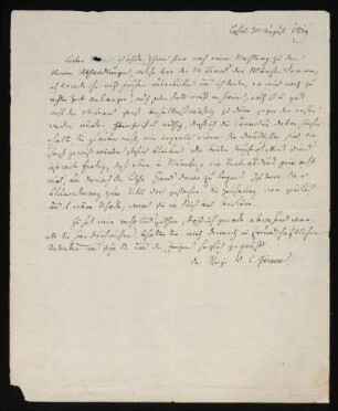 Brief von Wilhelm Grimm an Georg Andreas Reimer