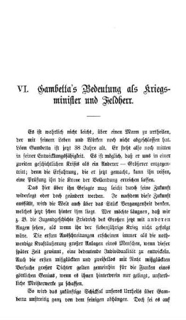 VI. Gambetta's Bedeutung als Kriegsminister und Feldherr.