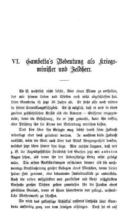 VI. Gambetta's Bedeutung als Kriegsminister und Feldherr.