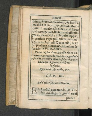 Cap. III. Del Cathecismo en Mexicano