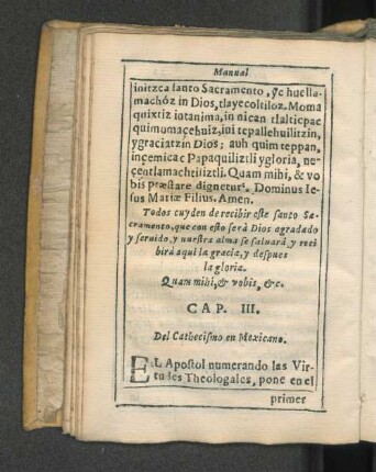 Cap. III. Del Cathecismo en Mexicano