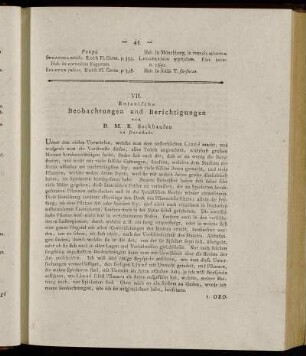 VII. Botanische Beobachtungen und Berichtigungen