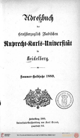 Sommersemester 1889