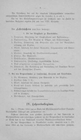 IV. Lehrerkollegium