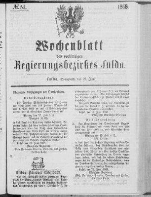 No. 52., Ausgabe vom 27. Juni 1868