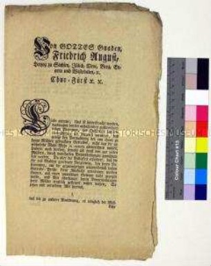 Verordnung von Friedrich August III. Kurfürst von Sachsen betreffend die Höhe des Mahlgeldes