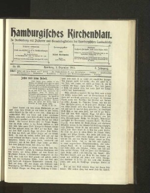 Nr. 49. Hamburg, 3. Dezember 1911. 8. Jahrgang.