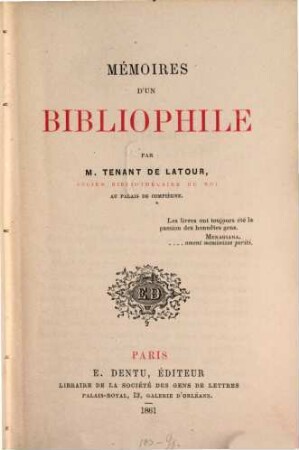 Mémoires d'un bibliophile