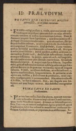 II. Praelvdivm. De Cavsis Qvae Impedivnt Mvltos Adversarios, ne ad fidem convertantur.