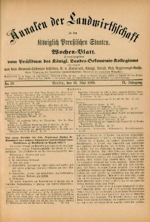 No. 19. Berlin, den 12. Mai 1869. IX. Jahrgang.
