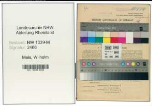 Entnazifizierung Wilhelm Meis , geb. 28.09.1878 (Angestellter)