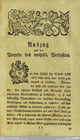 Auszug aus der Vorrede des wohlsel. Verfassers