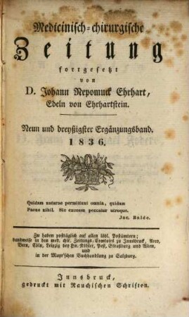 Medicinisch-chirurgische Zeitung. Ergänzungsbände. 39, 39. 1836