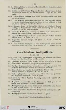 Verschiedene Antiquitäten (Nr. 650-784)