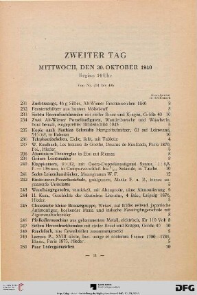 Zweiter Tag: Mittwoch, den 30. Oktober 1940 (Nr. 231-496)