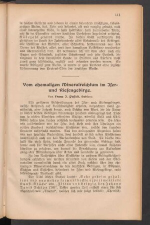 Vom ehemaligen Mineralreichtum im Iser- und Riesengebirge