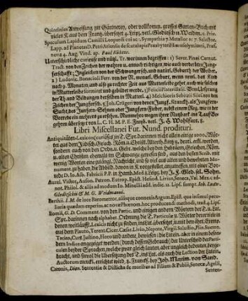 Libri Miscellanei Fut. Nund. prodituri.