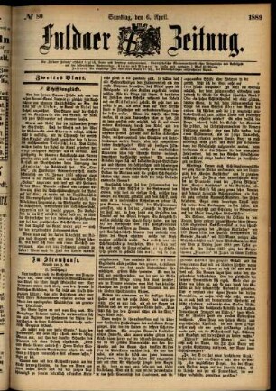 Zweite Ausgabe vom Samstag, den 06. April 1889.