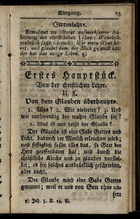 Erstes Hauptstück. Von der christlichen Lehre.