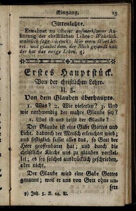 Erstes Hauptstück. Von der christlichen Lehre.