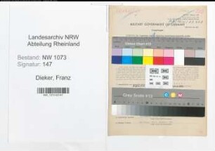 Entnazifizierung Franz Dieker , geb. 26.03.1905 (Verwaltungsinspektor)