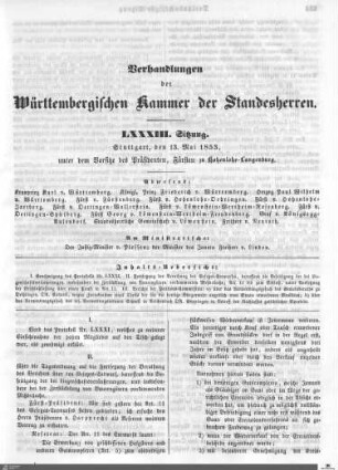 83. Sitzung, Stuttgart, 13.5.1853
