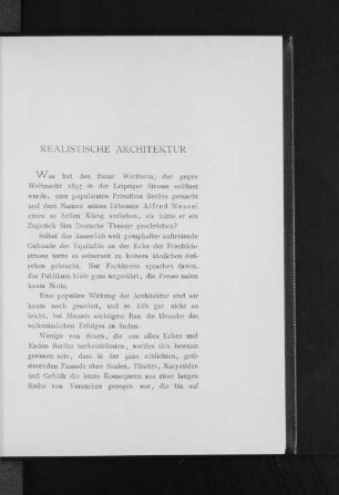 Realistische Architektur