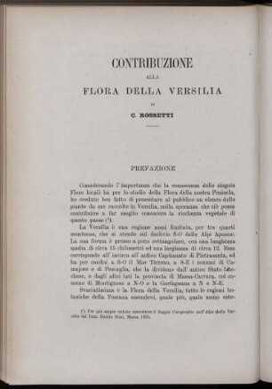 Contribuzione Alla Flora Della Versilia