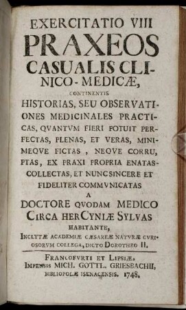 Exercitatio VIII. / 1748.