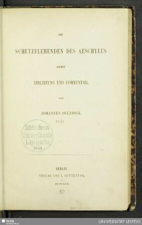 Die Schutzflehenden des Aeschylus