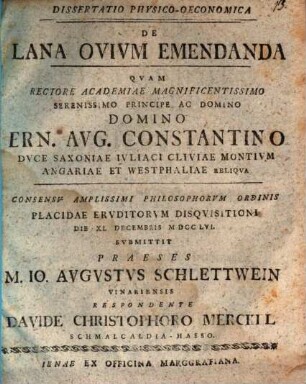 Diss. phys. oecon. de lana ovium emendanda