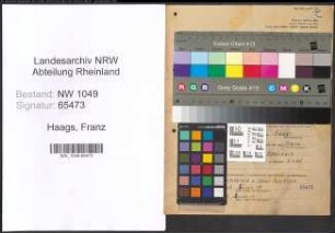Entnazifizierung Franz Haags , geb. 27.05.1906 (Elektriker)